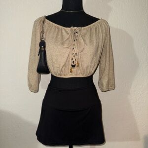 Luli Fama Gold Textured Top